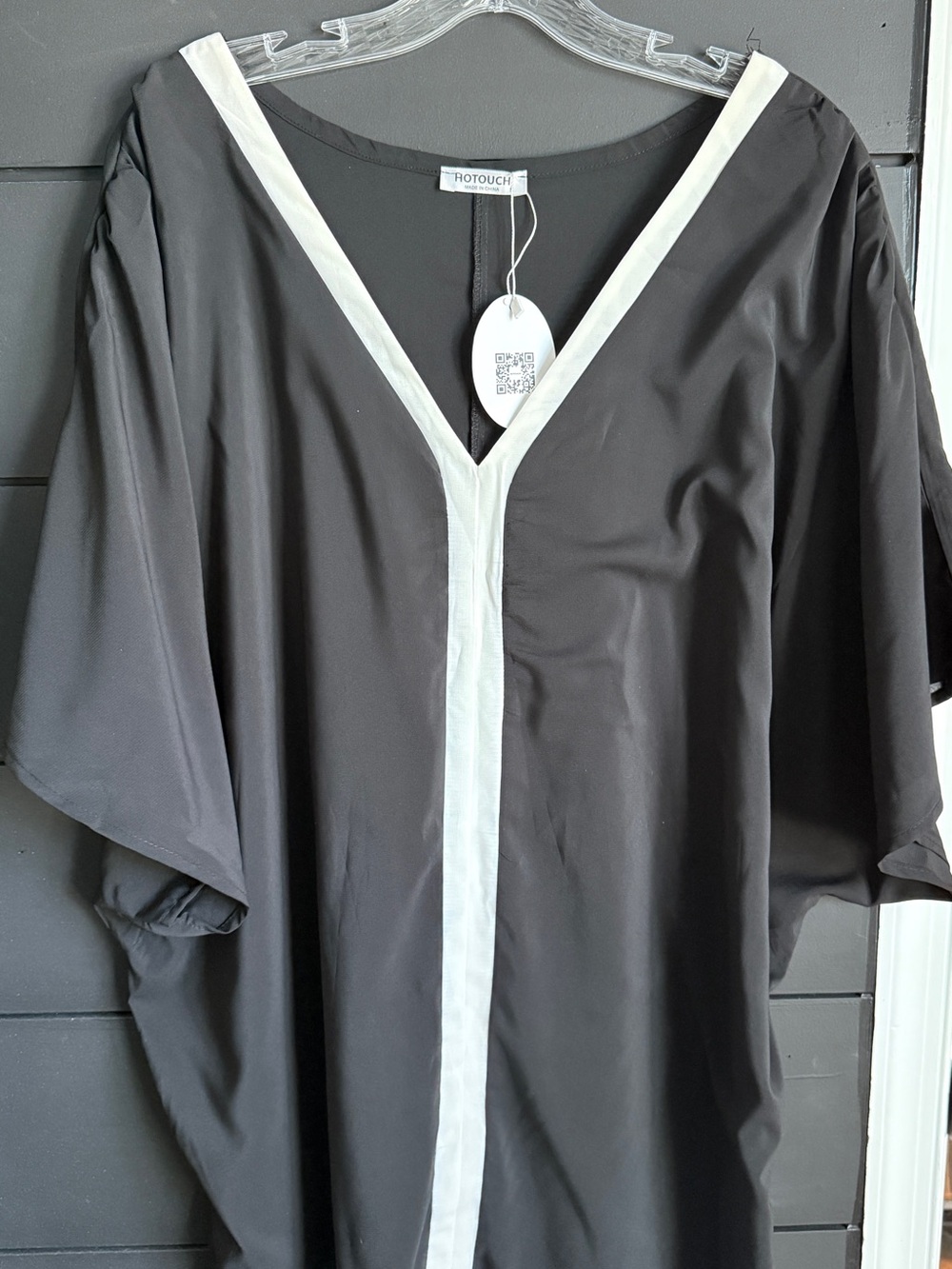 Rotouch Black & White V-Neck Swim Coverup